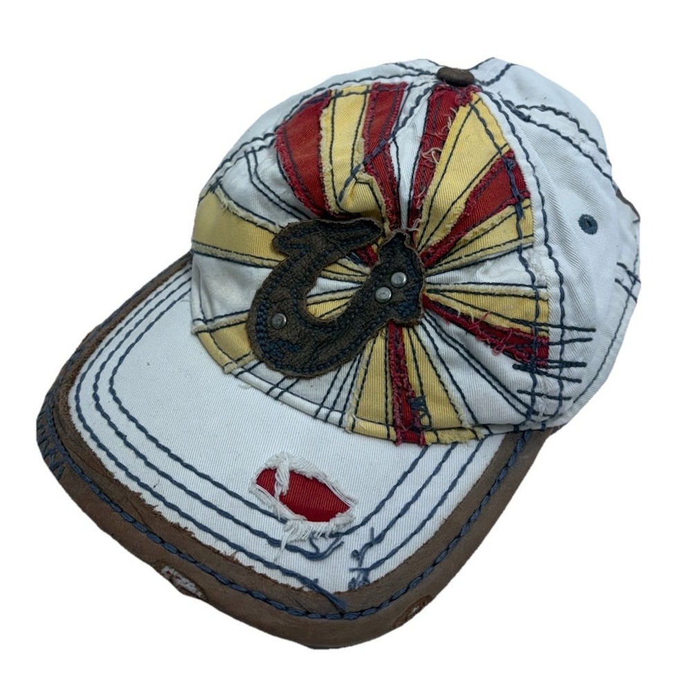 Rare Authentic True Religion Hat – Vintage Y2K Distressed Denim Horseshoe